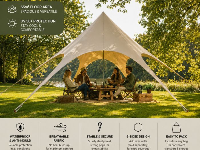 Star Tent 10 x 4 m Gazebo Parasol Sun Canopy made of cotton blend fabric