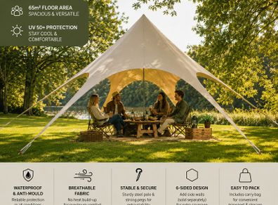 Star Tent 10 x 4 m Gazebo Parasol Sun Canopy made of cotton blend fabric