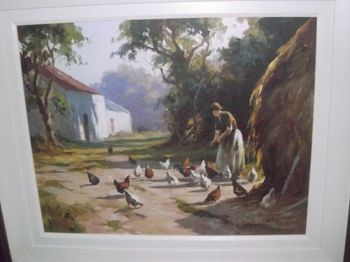 a large oil painting on board by a irish artist donal mcnaughton