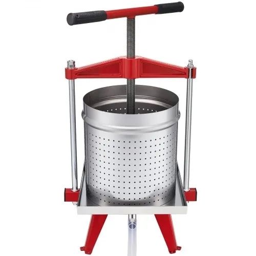 Fruit Wine Press, 3.96Gal/15L, Stainless Steel Manual Juice Maker, Heavy Duty T-Shaped Handle & Cross-beam for Cider Apple Grape Vegetable Press, with 2 Filter Bags, for Kitchen Home Brewing