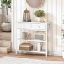 Console Table, Slim Console Table with 2 Non-woven Drawers, Hallway Table with Storage, Slim Sofa Table for Small Spaces, Living Room, White Image 3
