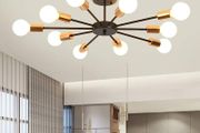 Semi Flush Mount Ceiling Light,10-Light E27 Base Modern Black Chandelier,Industrial Vintage Pendant Ceiling Lamp Fixture for Kitchen Farmhouse Living Room (FREE SHIPPING)