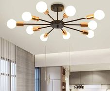 Semi Flush Mount Ceiling Light,10-Light E27 Base Modern Black Chandelier,Industrial Vintage Pendant Ceiling Lamp Fixture for Kitchen Farmhouse Living Room (FREE SHIPPING)