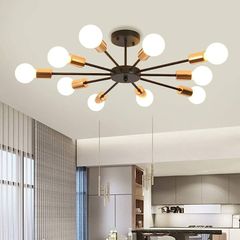 Semi Flush Mount Ceiling Light,10-Light E27 Base Modern Black Chandelier,Industrial Vintage Pendant Ceiling Lamp Fixture for Kitchen Farmhouse Living Room (FREE SHIPPING)