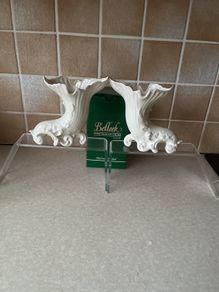 Vintage Pair Belleek China Cornucopia Spill Vase
