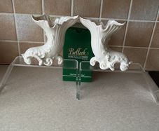 Vintage Pair Belleek China Cornucopia Spill Vase