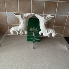 Vintage Pair Belleek China Cornucopia Spill Vase