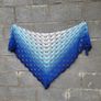 Handmade crochet triangle shawl wrap. Blue and white ombre lacy shawl Image 3