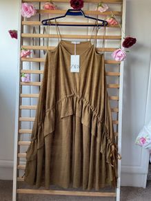 dress bnwt Zara summer dress small khaki shade small