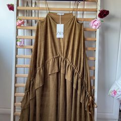 dress bnwt Zara summer dress small khaki shade small