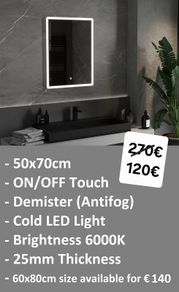 LED Bathroom Mirror Defogger Antifog 50x70cm