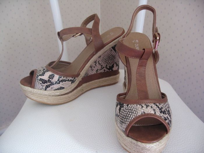 Platform Wedge Sandals 41 New Animal Print