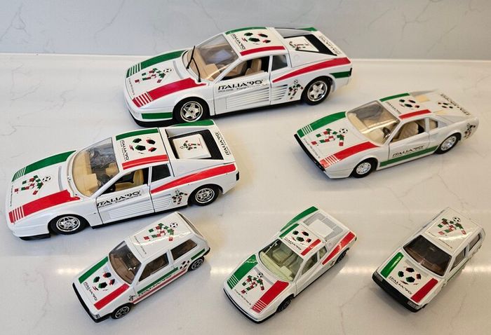 Italia 90 Ferrari Testarossa 308 GTB Fiat Uno Tipo Bburago Model Cars 1/43 1/24 and 1/18 Scale