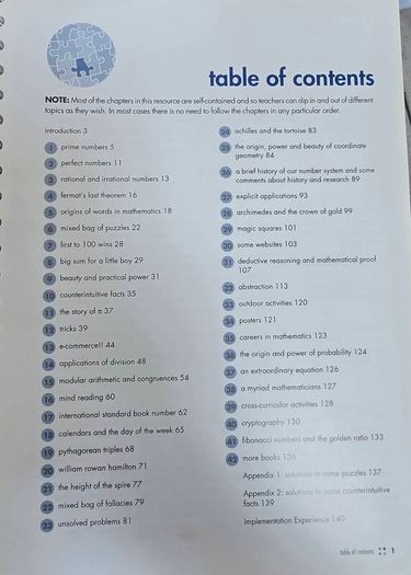 A Resource for Transition Year Mathematics Teachers