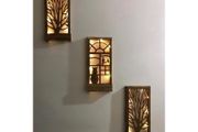 Brown 3 Pcs Set Set Led Wooden Light Table Home Gift Hallway Night Lamp Set Wall Ornament Natural Tree Cat Bird Decoration