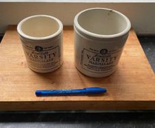Fruitfield Varsity earthenware / stone marmalade jars