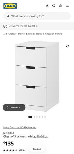 2 IKEA NORDLI Chest of 3 Drawers