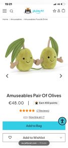 New JELLYCAT Amuseables Pair Of Olives