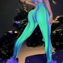 Reflective Green Tie Dye Wideband Waist Sports Leggings, size 10 Image 2