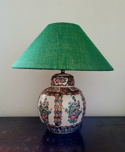Vintage handpainted lamp with shade