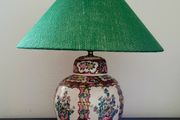 Vintage handpainted lamp with shade