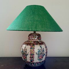 Vintage handpainted lamp with shade