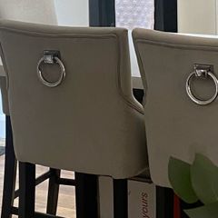 Grey Velvet Bar Stools