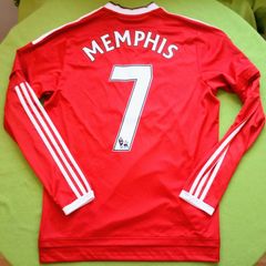 Mint 2015/16 Manchester United #7 Memphis Adidas Home Long Sleeve Jersey Size M Adults