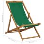 Folding Beach Chair Solid Teak Wood Green Image 8