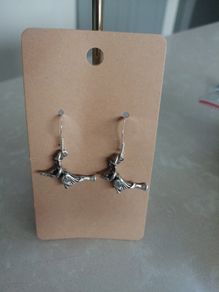 Sterling silver witch on broom earrings