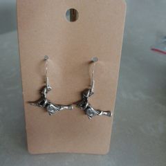 Sterling silver witch on broom earrings