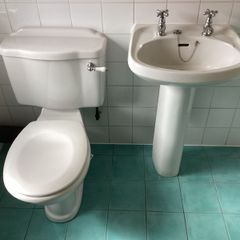 Wash Hand Basin, Pedestal and WC.