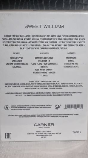 Carner Barcelona sweet Williams 100 ml new sealed free gift