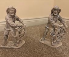 2x Ceramic sailor figures 22cm H x 19cm W x 10cm L