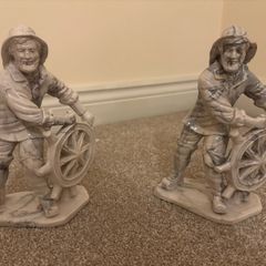 2x Ceramic sailor figures 22cm H x 19cm W x 10cm L
