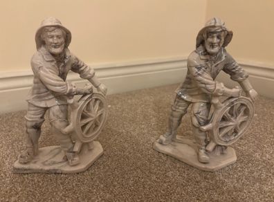 2x Ceramic sailor figures 22cm H x 19cm W x 10cm L