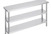 Stainless Steel Food Prep Table Commercial Kitchen Work Table 35.6x152.4 cm