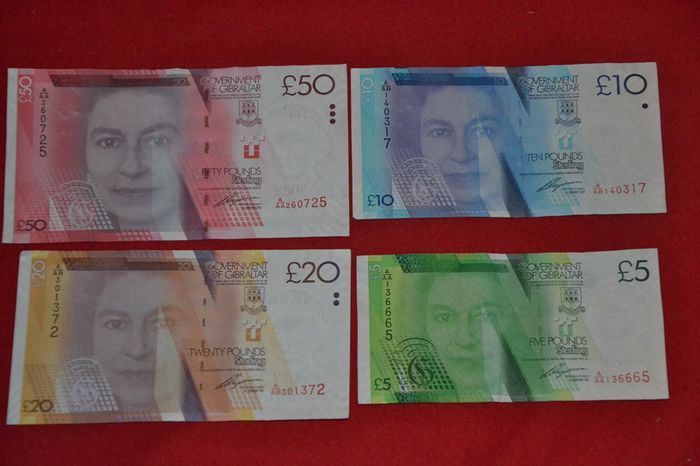 Gibraltar notes 50, 20, 10 and 5 Pound