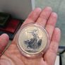 1998 British 1 oz Silver Britannia coin featuring the iconic standing Britannia design by Philip Nathan. Image 3