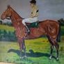 Antique horse painting of sea biscuit 28 inches by 21 Image 2