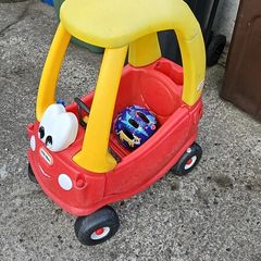 ride on car and helmet