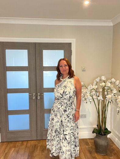 one shoulder pleated monochrome dress