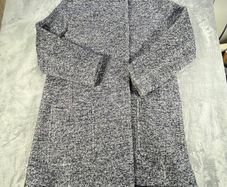 Toast Wool Cotton Coat Size 16 Blue Grey Marl Long Jacket Utility Pockets -Snaps