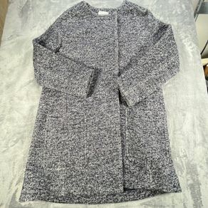 Toast Wool Cotton Coat Size 16 Blue Grey Marl Long Jacket Utility Pockets -Snaps