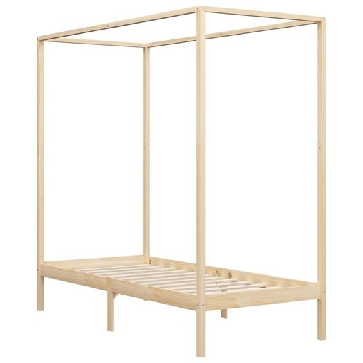 Canopy Bed Frame Solid Pine Wood 90x200 cm