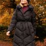 Black Longline Quilted Coat. New Image 2