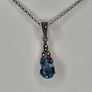 Vintage Sterling Silver 925 Teardrop Blue Stone & Marcasite Pendant Necklace with Box Image 2