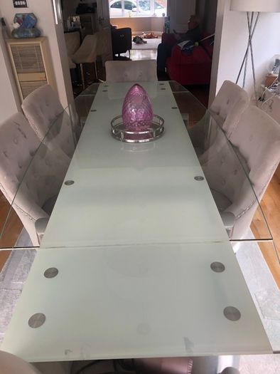Large glass dining table
