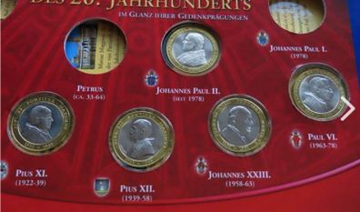 5 X Vatican Pope coins in album set | Bi-Metallic 1/2 ounce | 20th Century Popes
