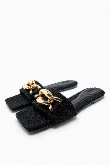 ZARA Golden Chain Flats